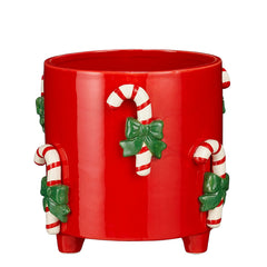 Pot candy cane red - h18xd21cm