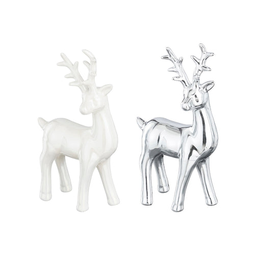 Silver White Reindeer Decoration (10.5cm)