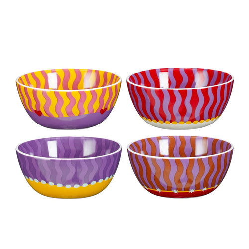 Ela Yellow Pink Purple Red Bowl Pack of 4 (11 cm)