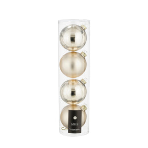 Glass Bauble Set - Cream (10cm, 4 Pieces)