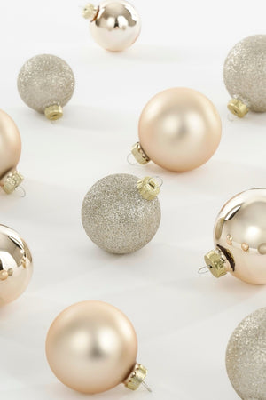 Glass Bauble Set - Cream (7cm, 26 Pieces)