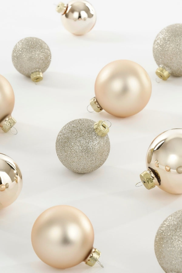 Glass Bauble Set - Cream (7cm, 26 Pieces)