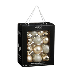 Glass Bauble Set - Cream (7cm, 26 Pieces)