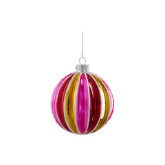 Red Striped Glass Bauble (10cm)