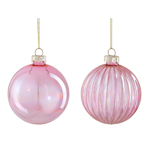 Pink Glass Bauble (8cm)
