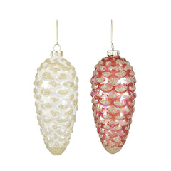 Pink White Pine Cone Ornament (16cm)