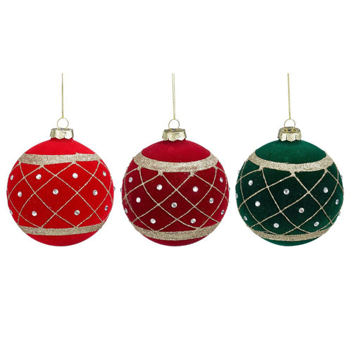 Ornament Ball - Bordeaux/Green/Red