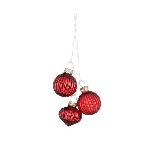 Glass Bauble Bundle - Red (3.5cm, 3 Pieces)