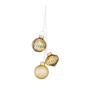 Glass Bauble Bundle - Gold (3.5cm, 3 Pieces)