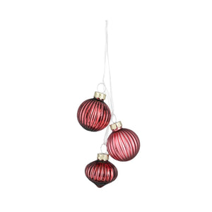 Glass Bauble Bundle - Red (3.5cm, 3 Pieces)
