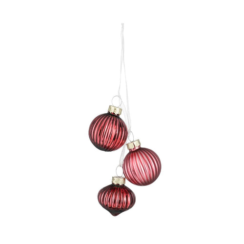Glass Bauble Bundle - Red (3.5cm, 3 Pieces)