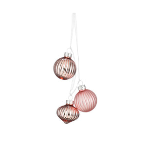 Glass Bauble Bundle - Pink (3.5cm, 3 Pieces)