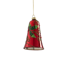 Ornament bell red - h11xd7,5cm