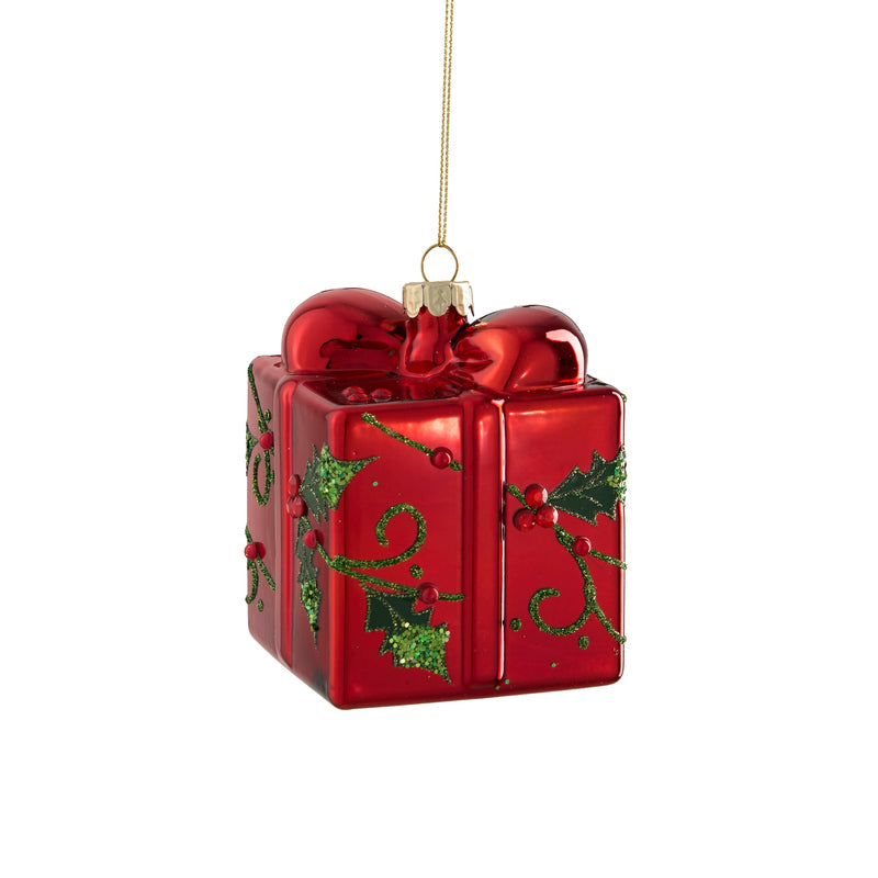 Ornament present red - l8xw8xh9,5cm