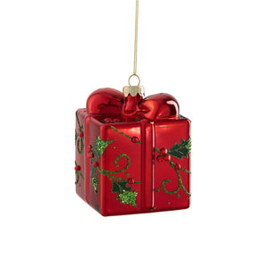 Ornament present red - l8xw8xh9,5cm