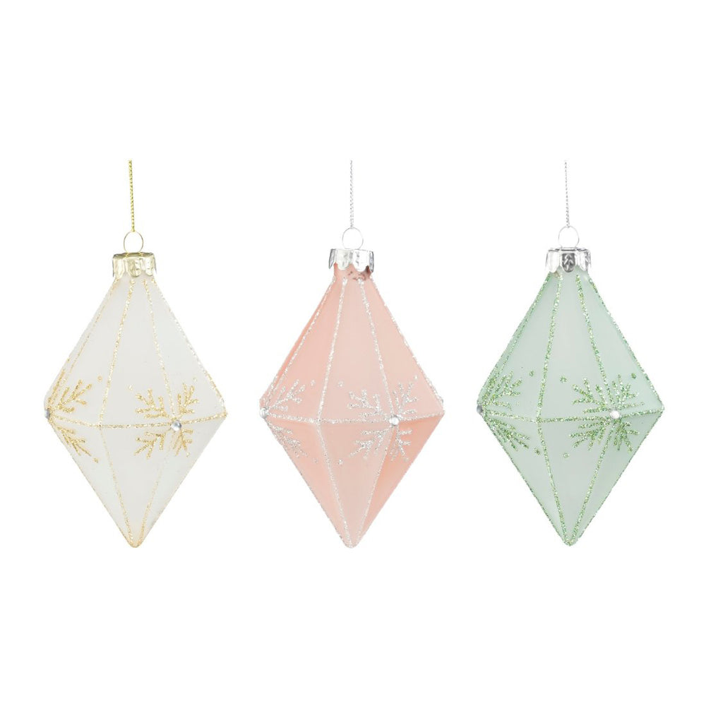 White Pink Green Ice Crystal Ornament