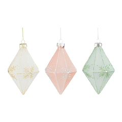 White Pink Green Ice Crystal Ornament