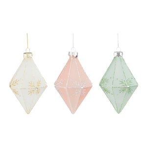 White Pink Green Ice Crystal Ornament