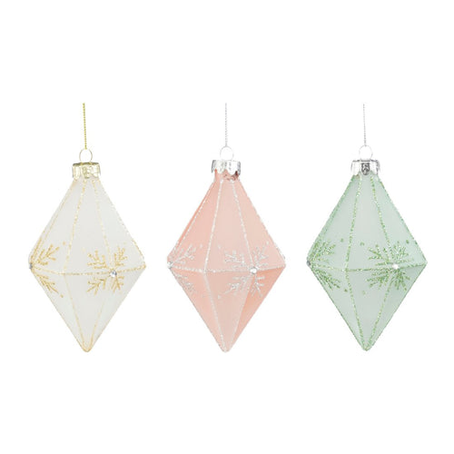 White Pink Green Ice Crystal Ornament