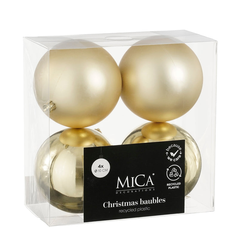 Bauble unbreakable champagne 4 pieces - d10cm
