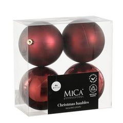 Bauble unbreakable d. red 4 pieces - d10cm