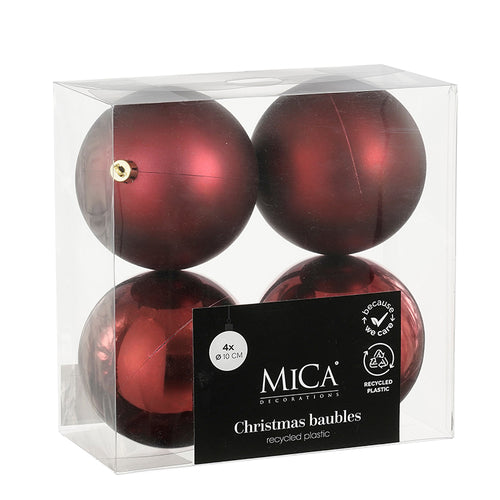 Bauble unbreakable d. red 4 pieces - d10cm