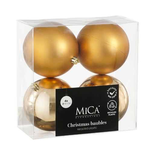 Unbreakable Copper Bauble Set (10cm, 4 Pieces)