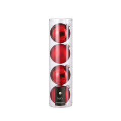 Glass Bauble Set - Red (10cm, 4 Pieces)