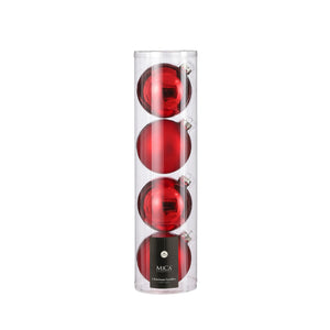 Glass Bauble Set - Red (10cm, 4 Pieces)