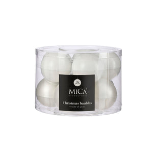 Glass Bauble Set - White (6cm, 10 Pieces)