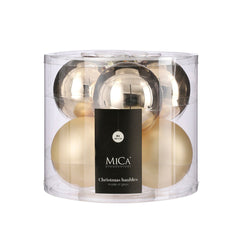 Glass Bauble Set - Champagne (8cm, 6 Pieces)