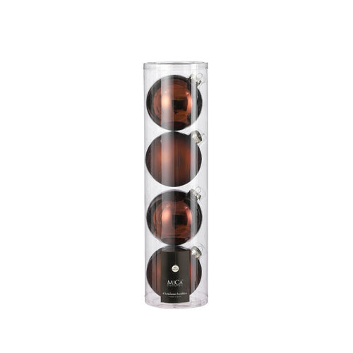 Glass Bauble Set - Brown (10cm, 4 Pieces)