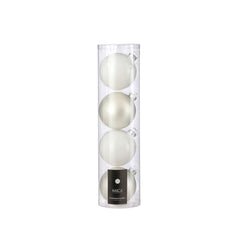 Glass Bauble Set - White (10cm, 4 Pieces)
