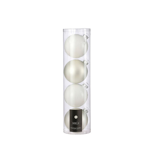 Glass Bauble Set - White (10cm, 4 Pieces)