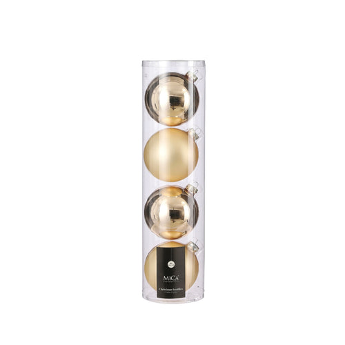 Glass Bauble Set - Champagne (10cm, 4 Pieces)