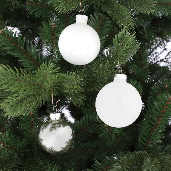 Glass Bauble Set - White (42 Pieces)