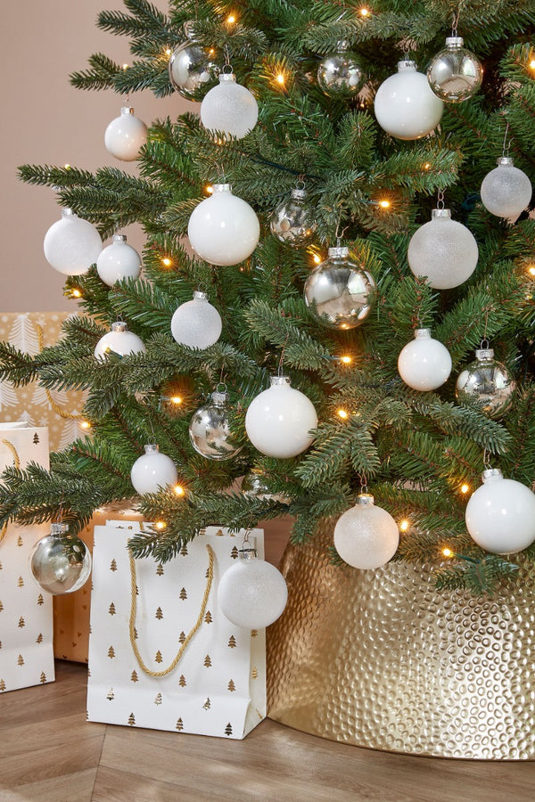 Glass Bauble Set - White (42 Pieces)