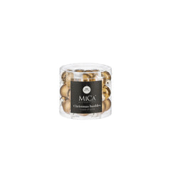 Mini Glass Bauble Set - Gold (2.5cm, 24 Pieces)