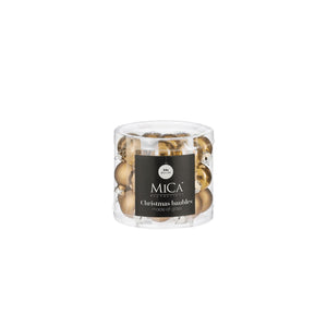 Mini Glass Bauble Set - Gold (2.5cm, 24 Pieces)