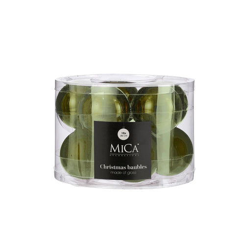 Glass Bauble Set - Dark Green (6cm, 10 Pieces)
