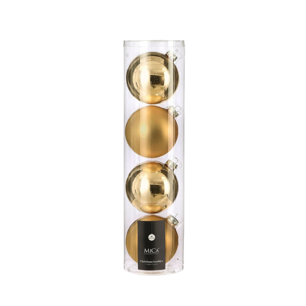 Glass Bauble Set - Gold (10cm, 4 Pieces)