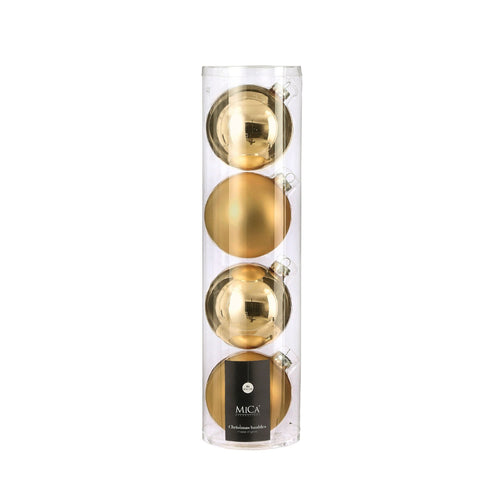 Glass Bauble Set - Gold (10cm, 4 Pieces)