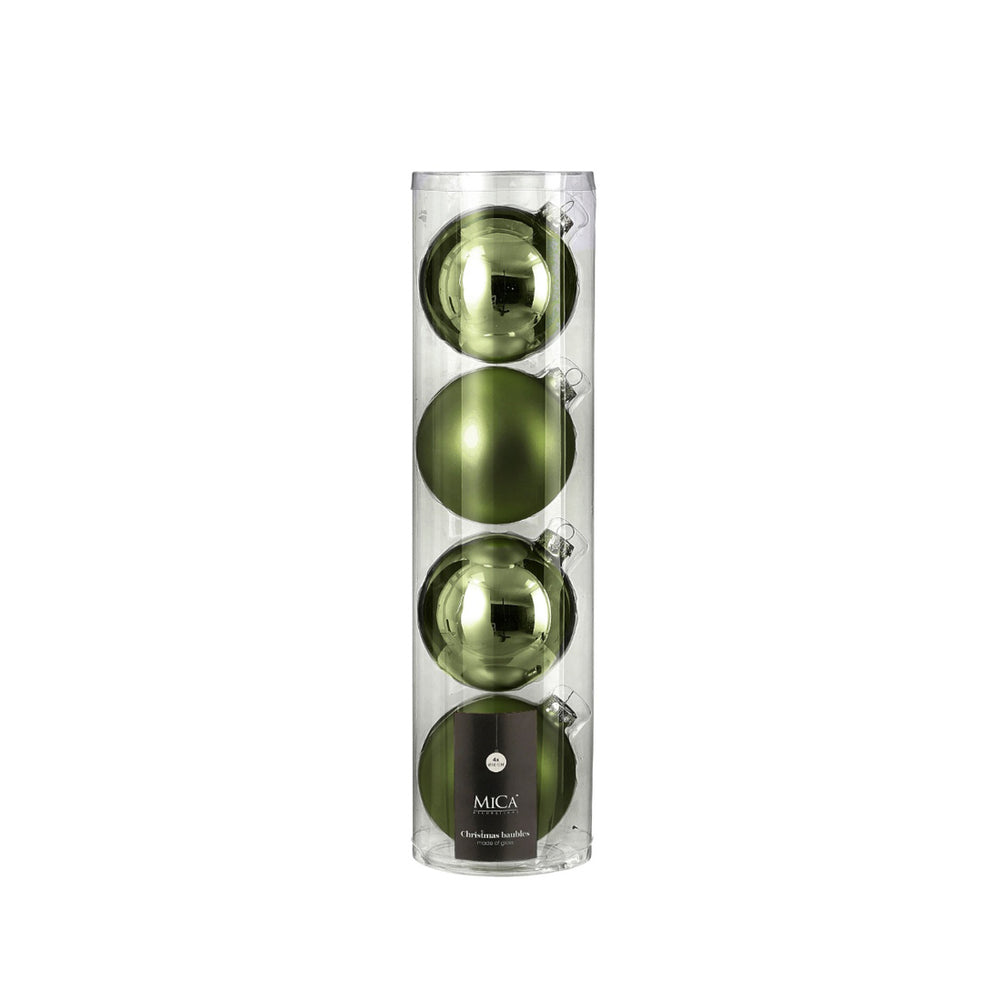 Glass Bauble Set - Green (10cm, 4 Pieces)