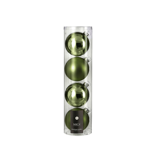 Glass Bauble Set - Green (10cm, 4 Pieces)