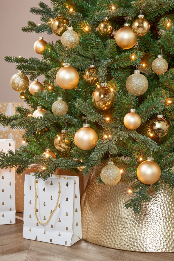 Glass Bauble Set - Gold (7cm, 42 Pieces)