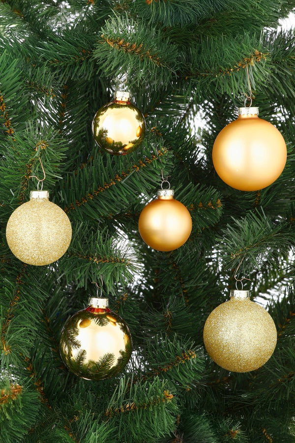 Glass Bauble Set - Gold (7cm, 42 Pieces)