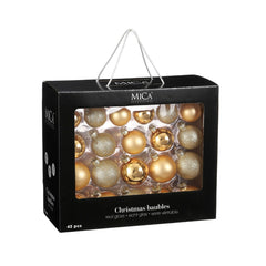Glass Bauble Set - Gold (7cm, 42 Pieces)