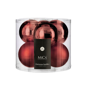Glass Bauble Set - Dark Red (8cm, 6 Pieces)