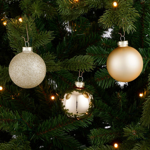 Glass Bauble Set - Champagne (7cm, 42 Pieces)