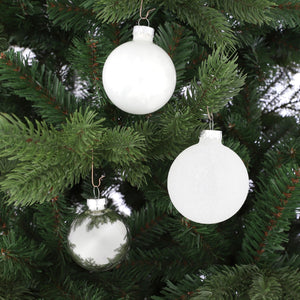 Glass Bauble Set - White (7cm, 26 Pieces)